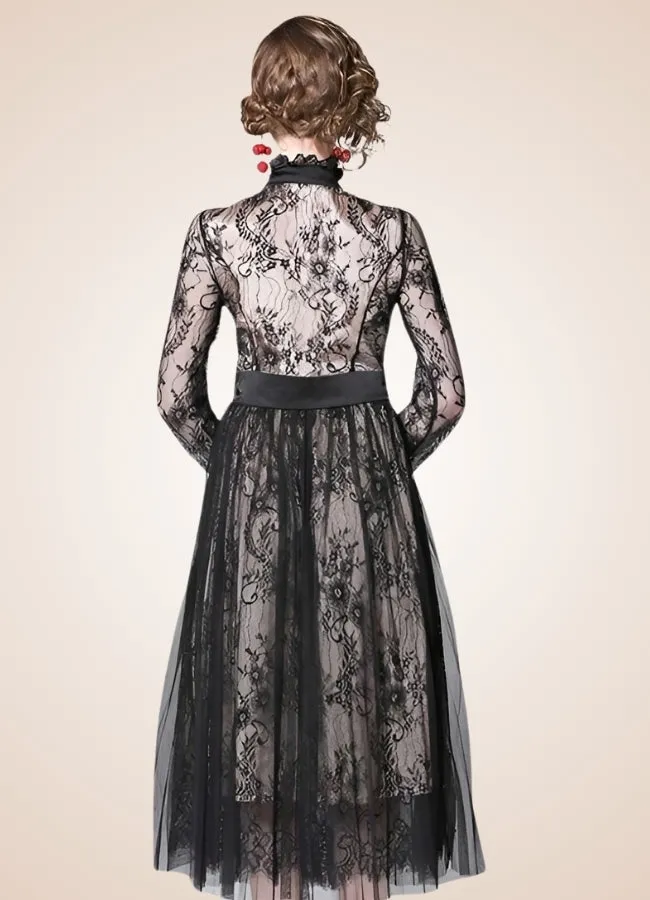 Steampunk Long Sleeve Lace Dress