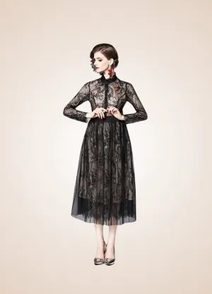 Steampunk Long Sleeve Lace Dress