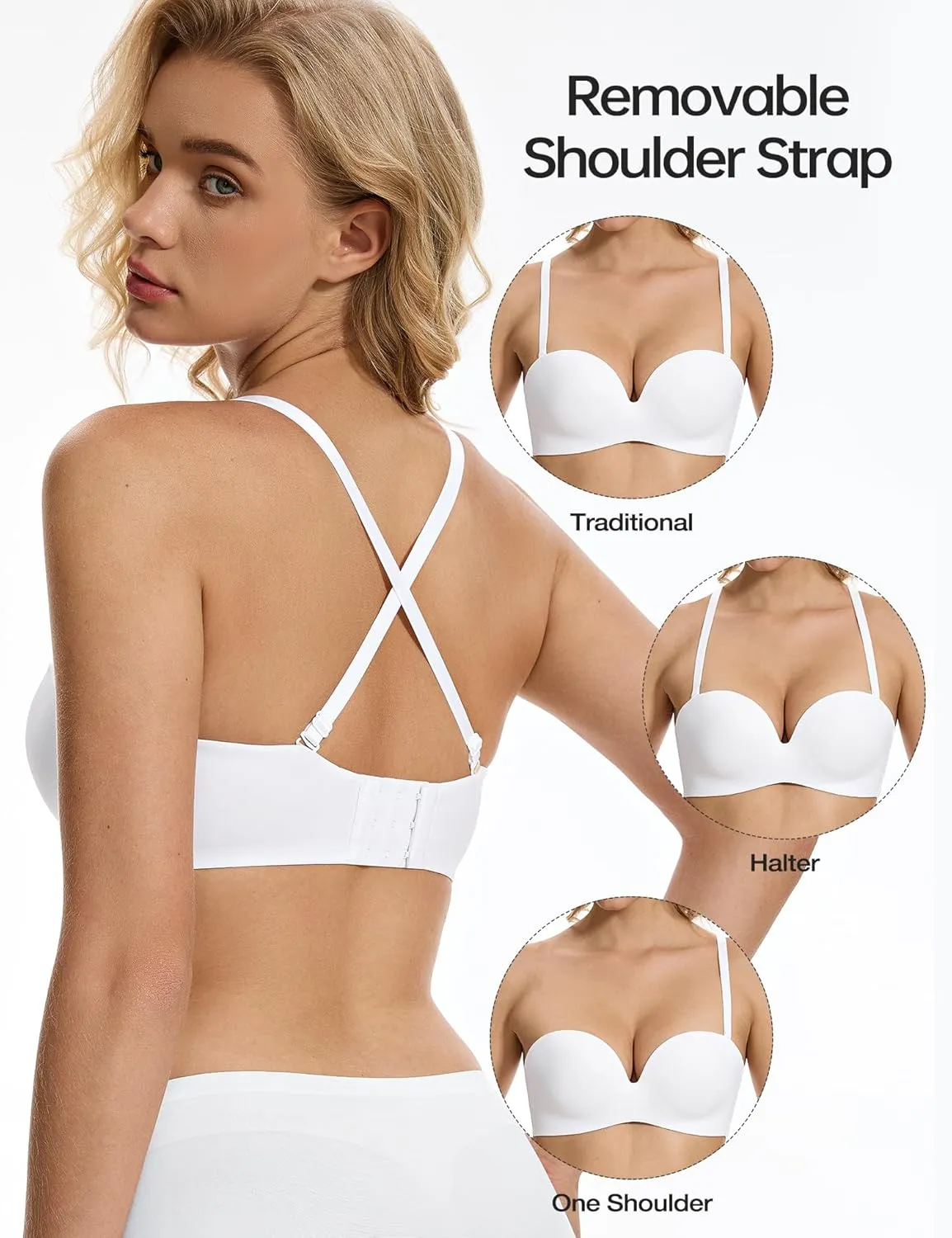 Strapless Push-Up Seamless Lift with Convertible Straps Bra