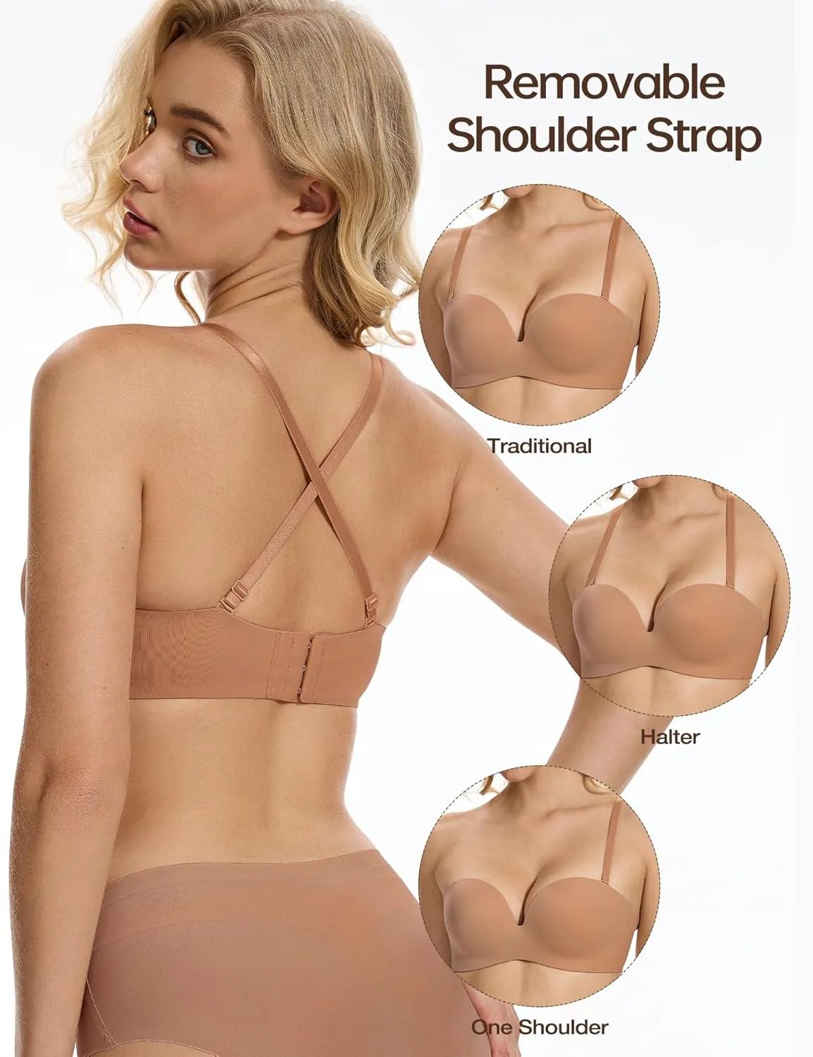 Strapless Push-Up Seamless Lift with Convertible Straps Bra