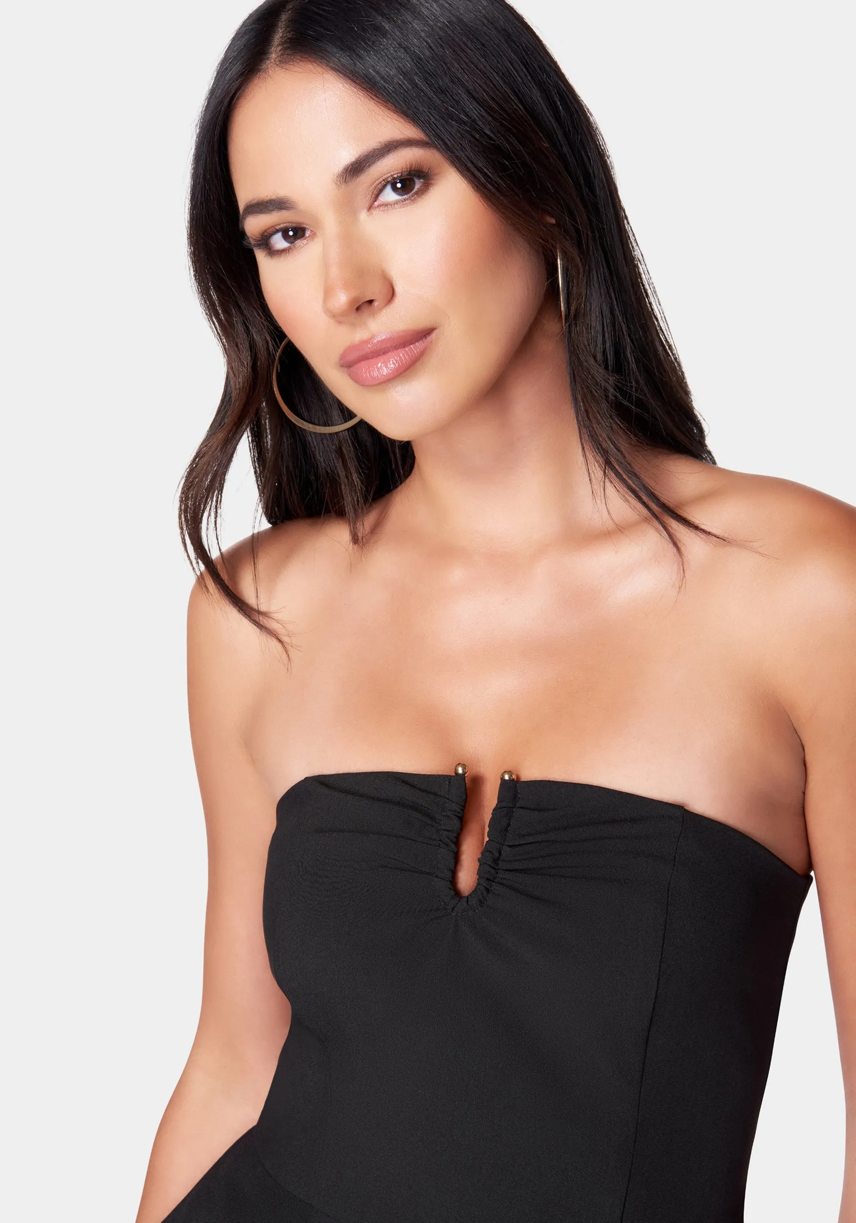 Strapless U Ring Peplum Top