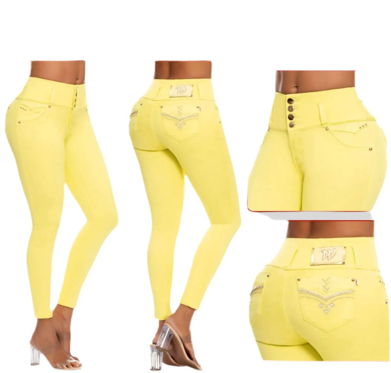 Stretch Jeans with Chevron Detailing on Back Pocket