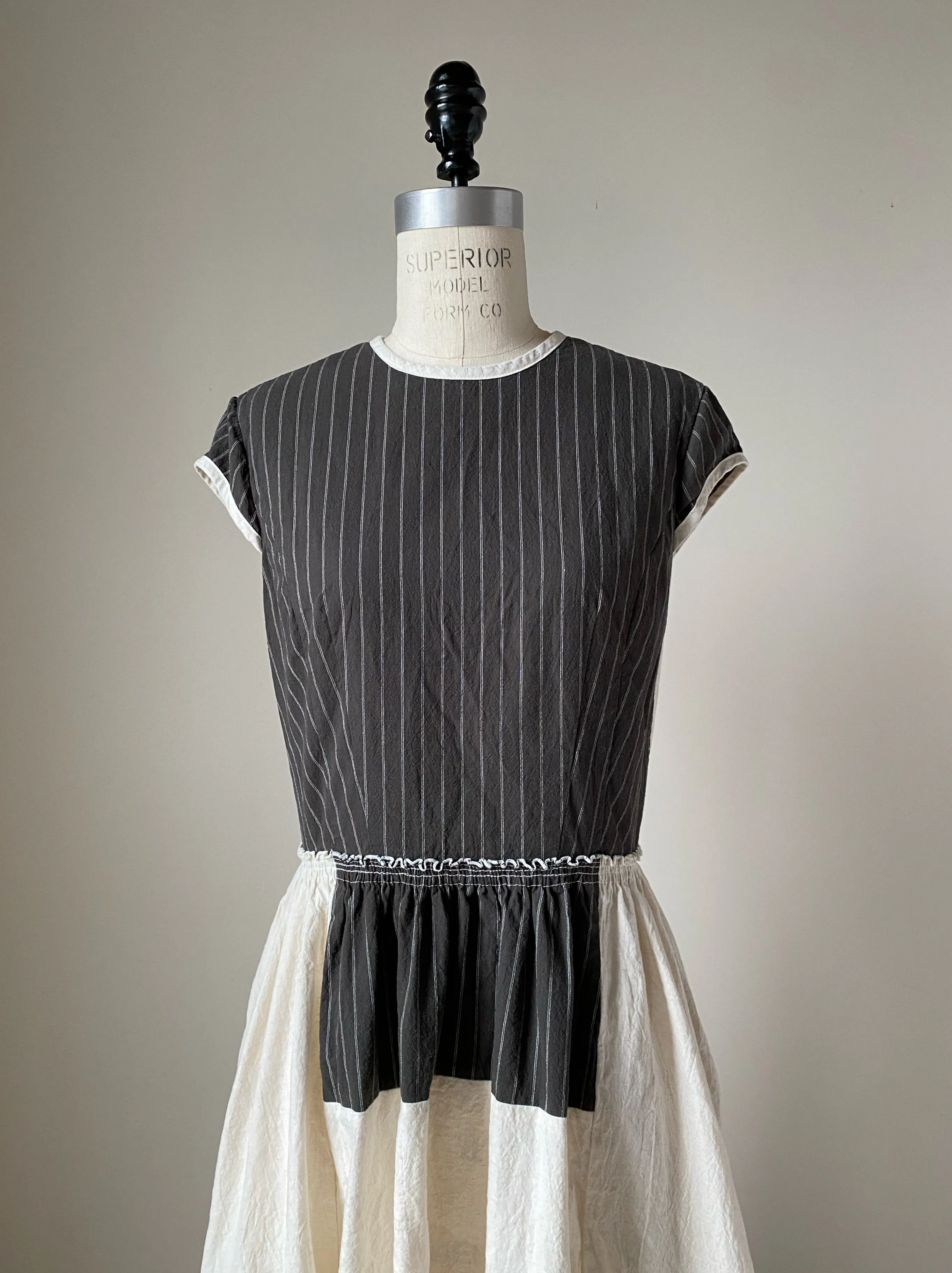 striped bodice patched lillian dress long s