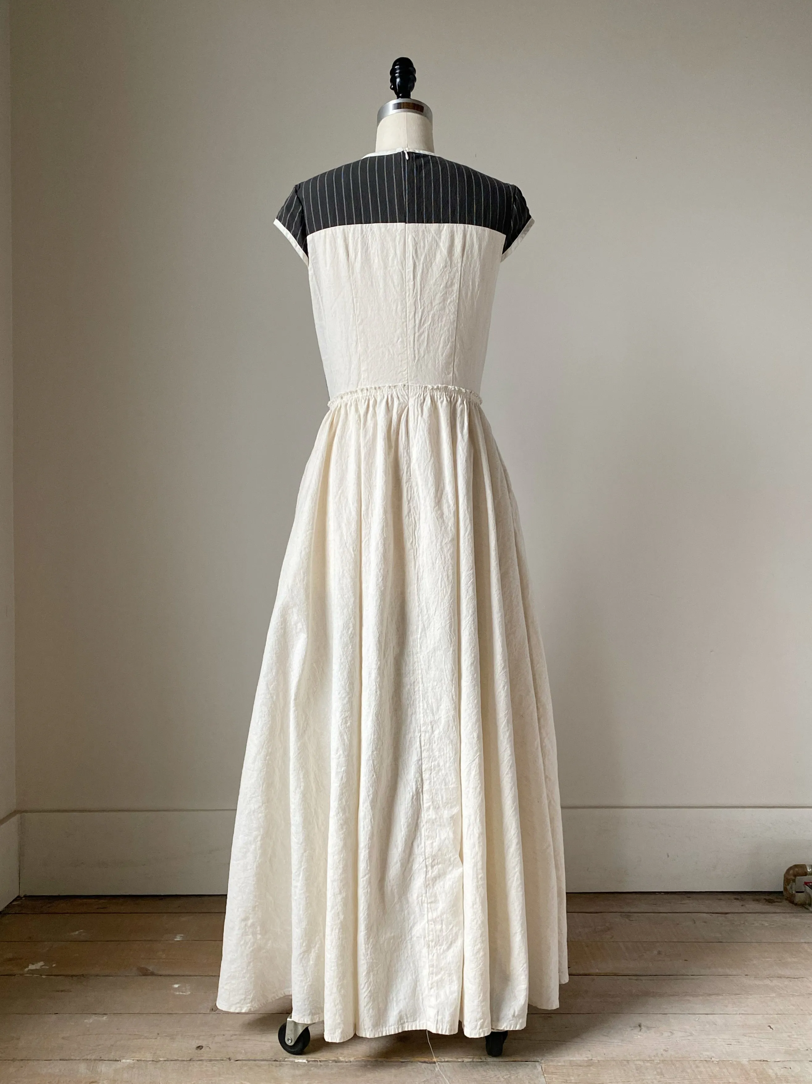 striped bodice patched lillian dress long s