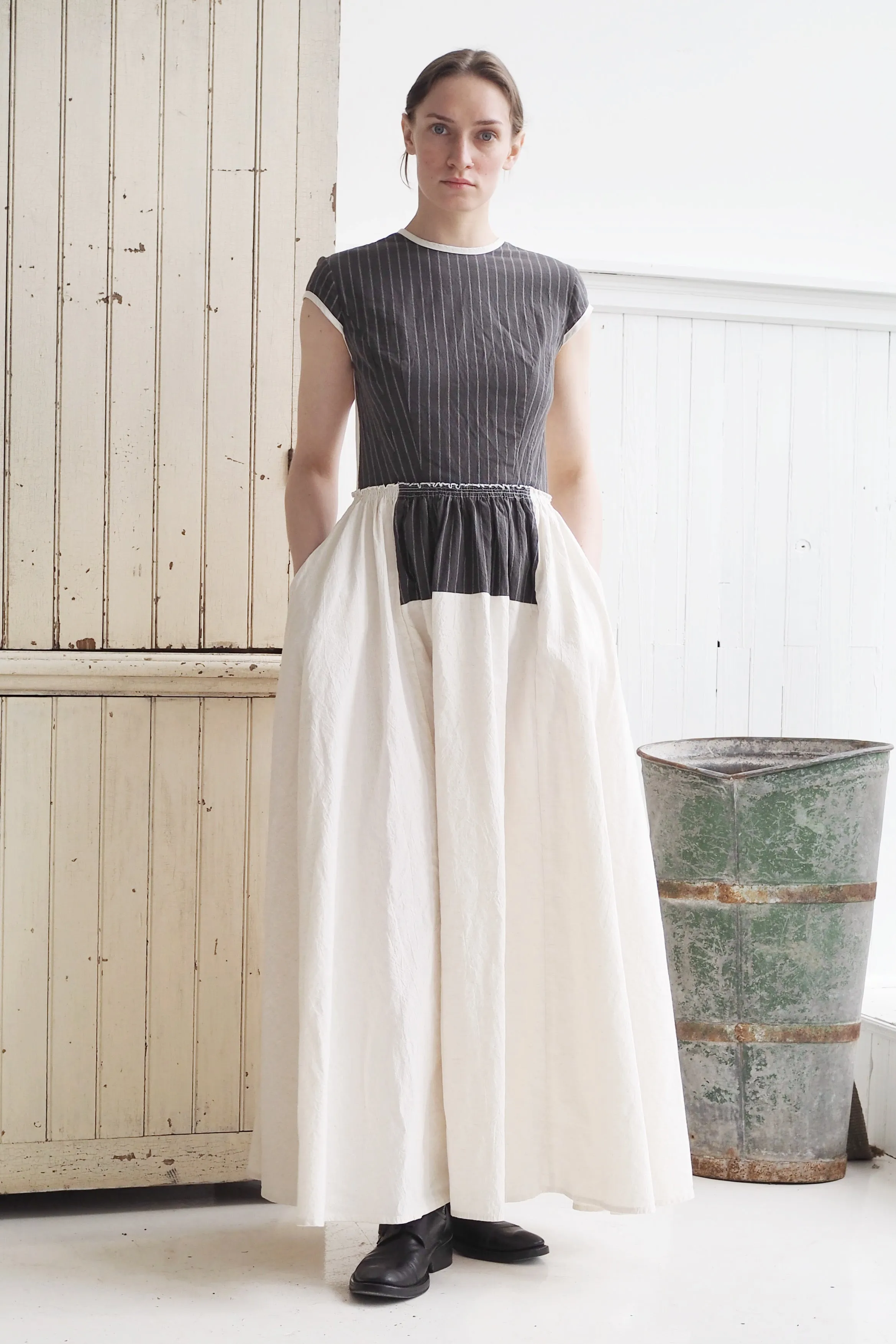 striped bodice patched lillian dress long s