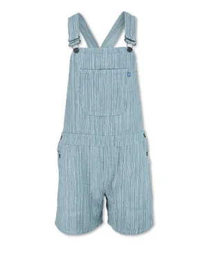 Striped Denim Overall Shorts - SALE