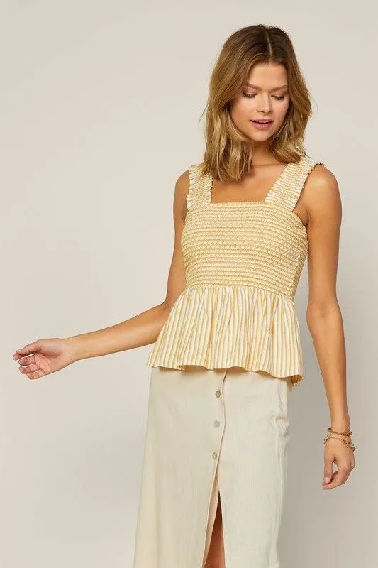 Striped Smocked Peplum Top