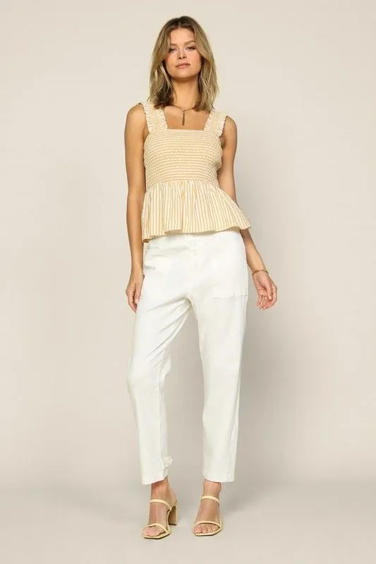 Striped Smocked Peplum Top