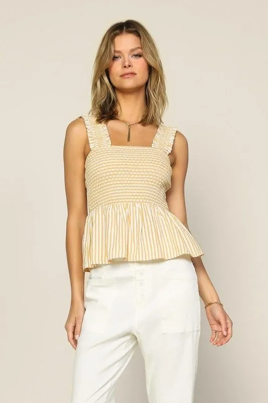 Striped Smocked Peplum Top