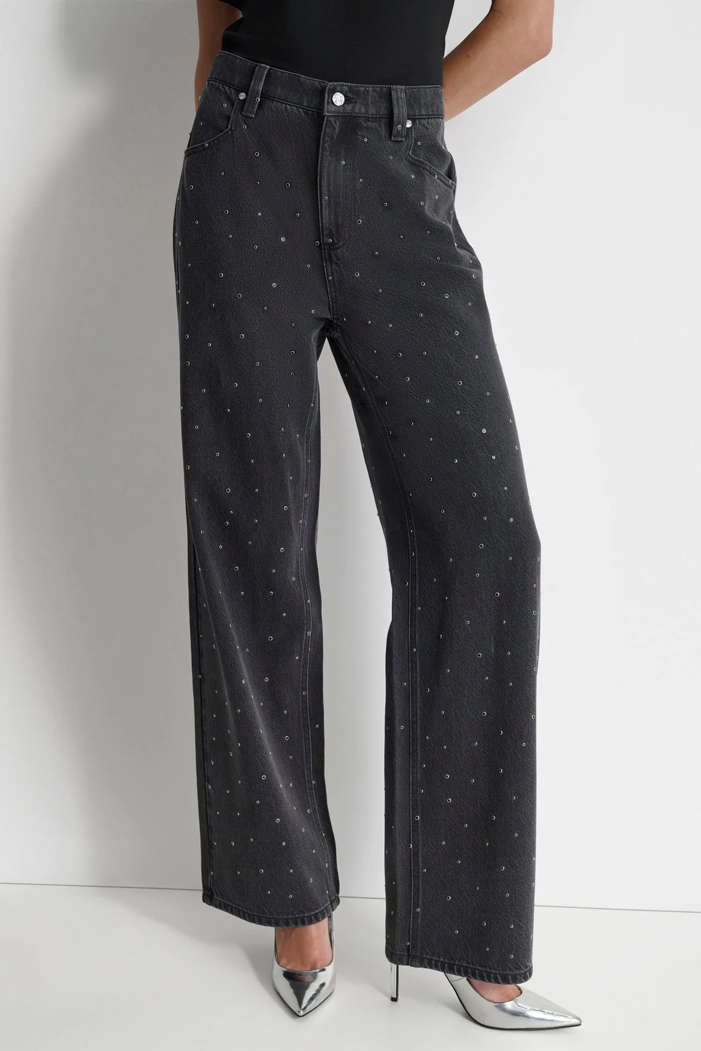 STUDDED STRAIGHT LEG JEANS