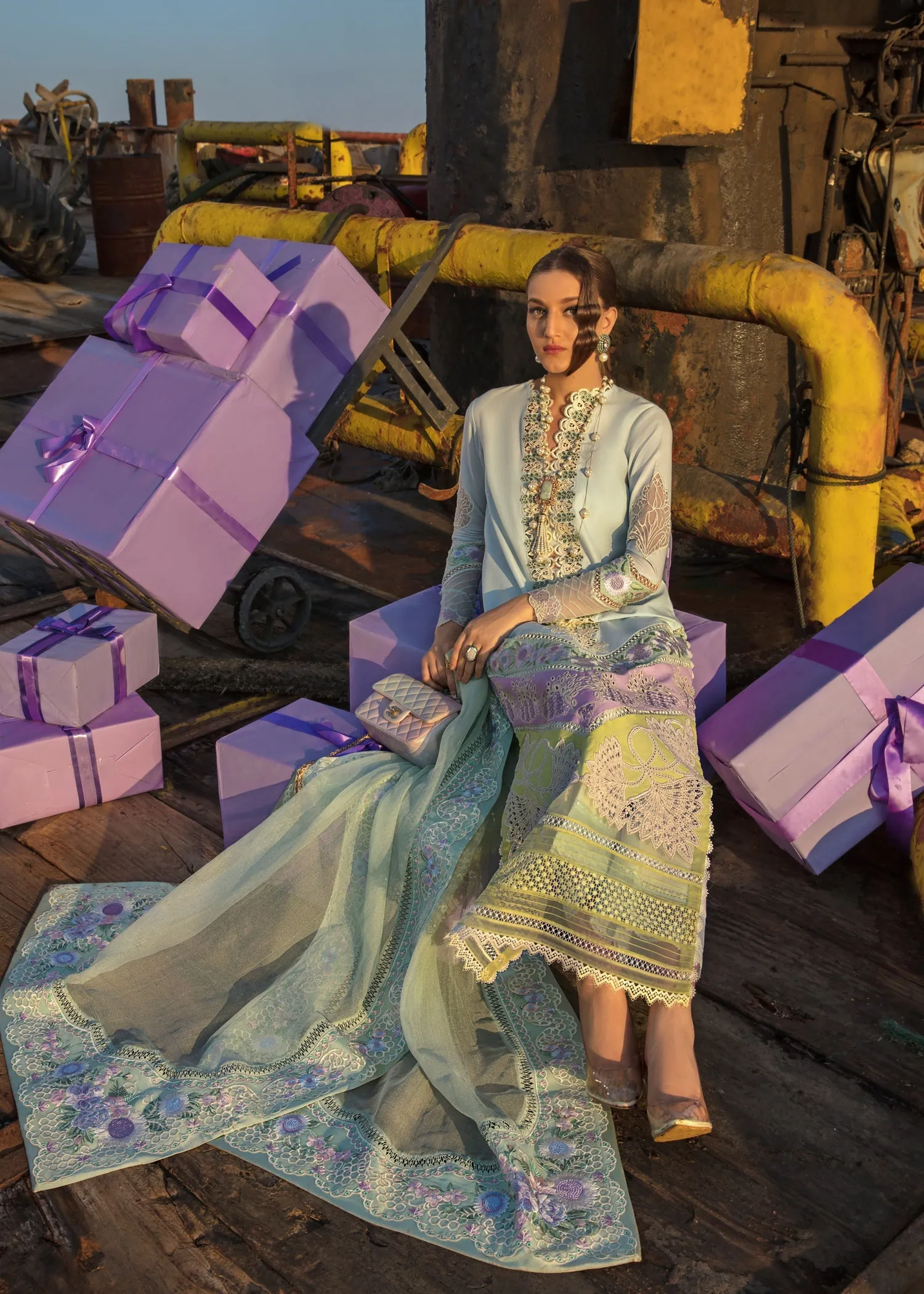 Summery Medley Aqua | Crimson Luxury Lawn Collection 2023 | Unstitched Embroidered Lawn Suits