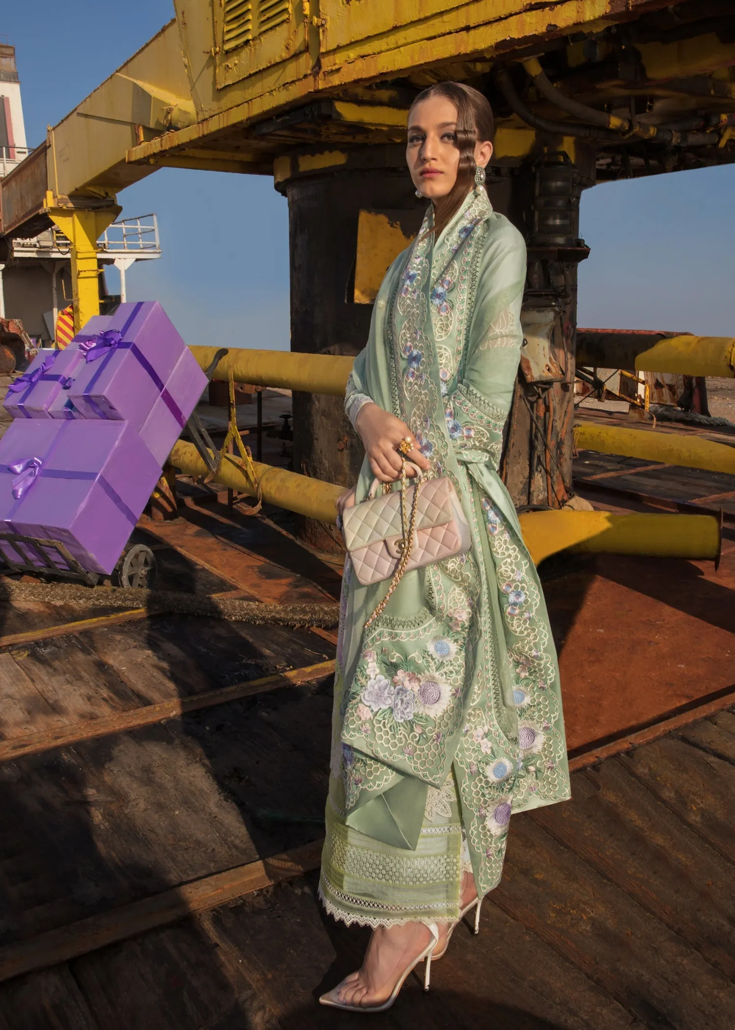 Summery Medley Aqua | Crimson Luxury Lawn Collection 2023 | Unstitched Embroidered Lawn Suits