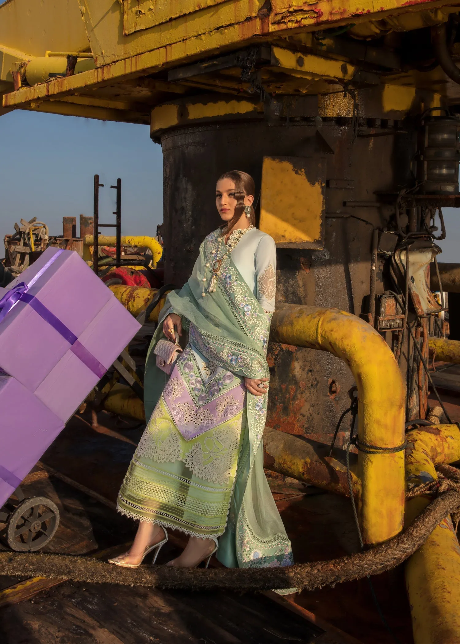 Summery Medley Aqua | Crimson Luxury Lawn Collection 2023 | Unstitched Embroidered Lawn Suits