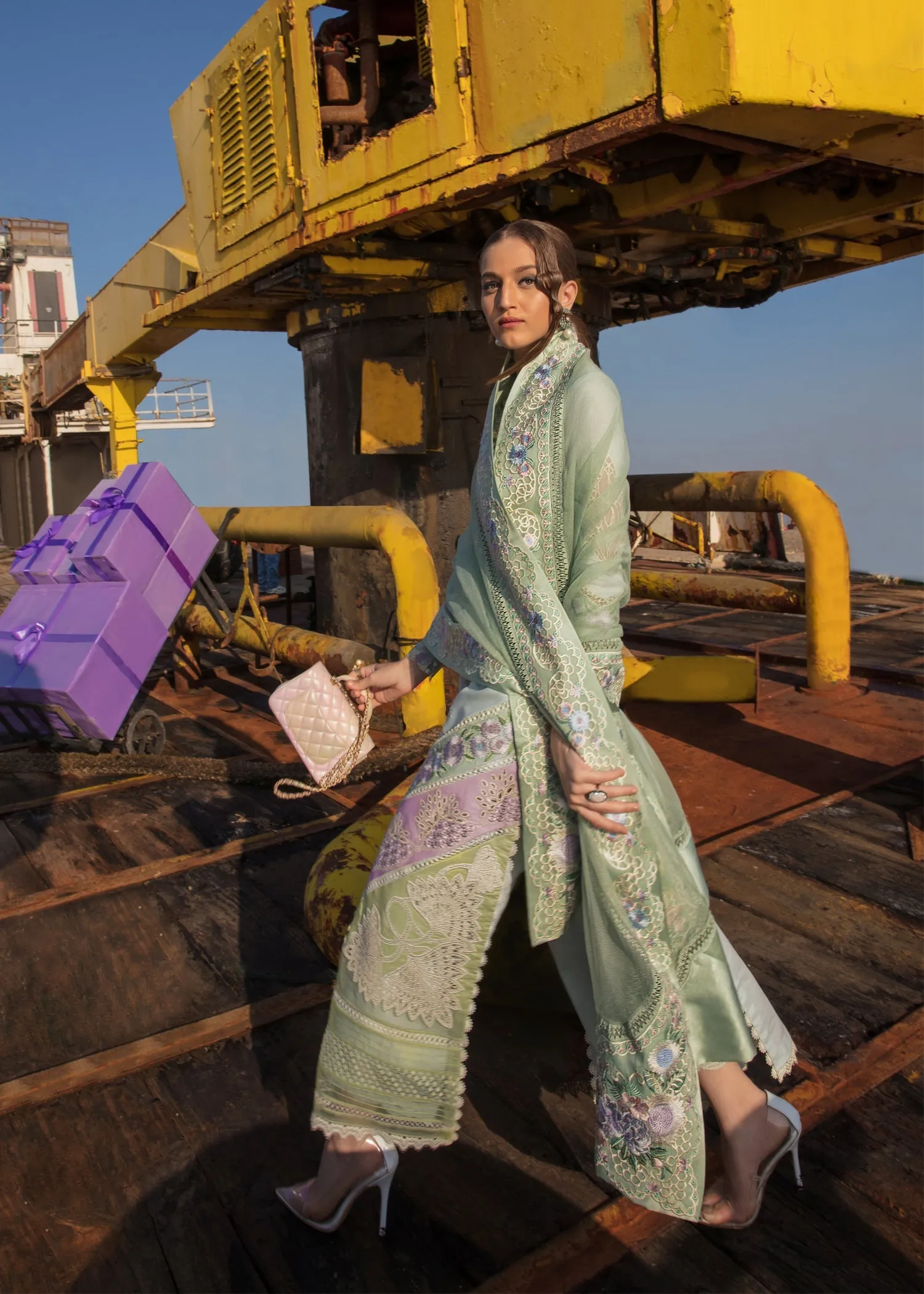 Summery Medley Aqua | Crimson Luxury Lawn Collection 2023 | Unstitched Embroidered Lawn Suits