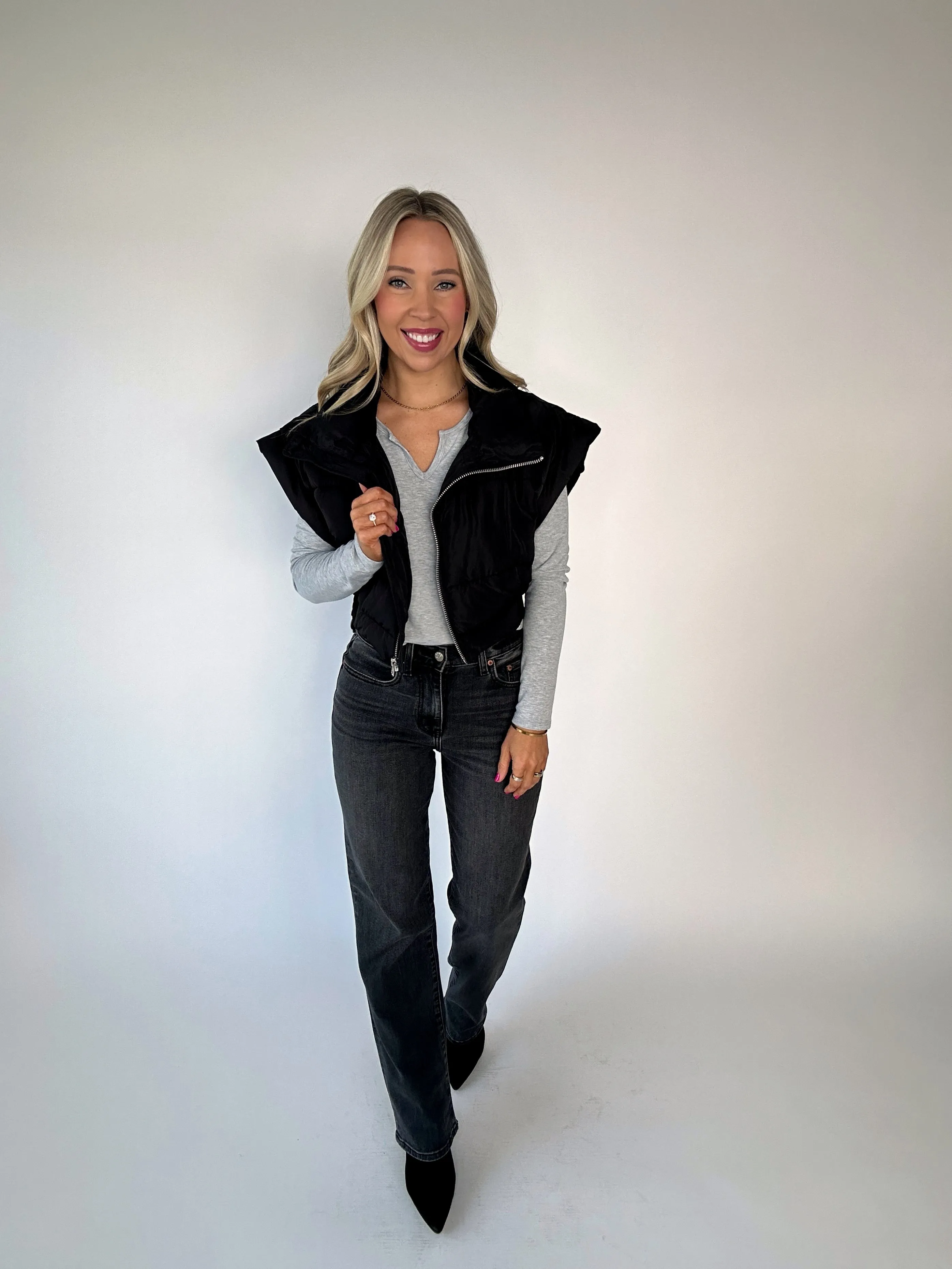 Sundaze High Rise Vintage Straight Jeans - Black
