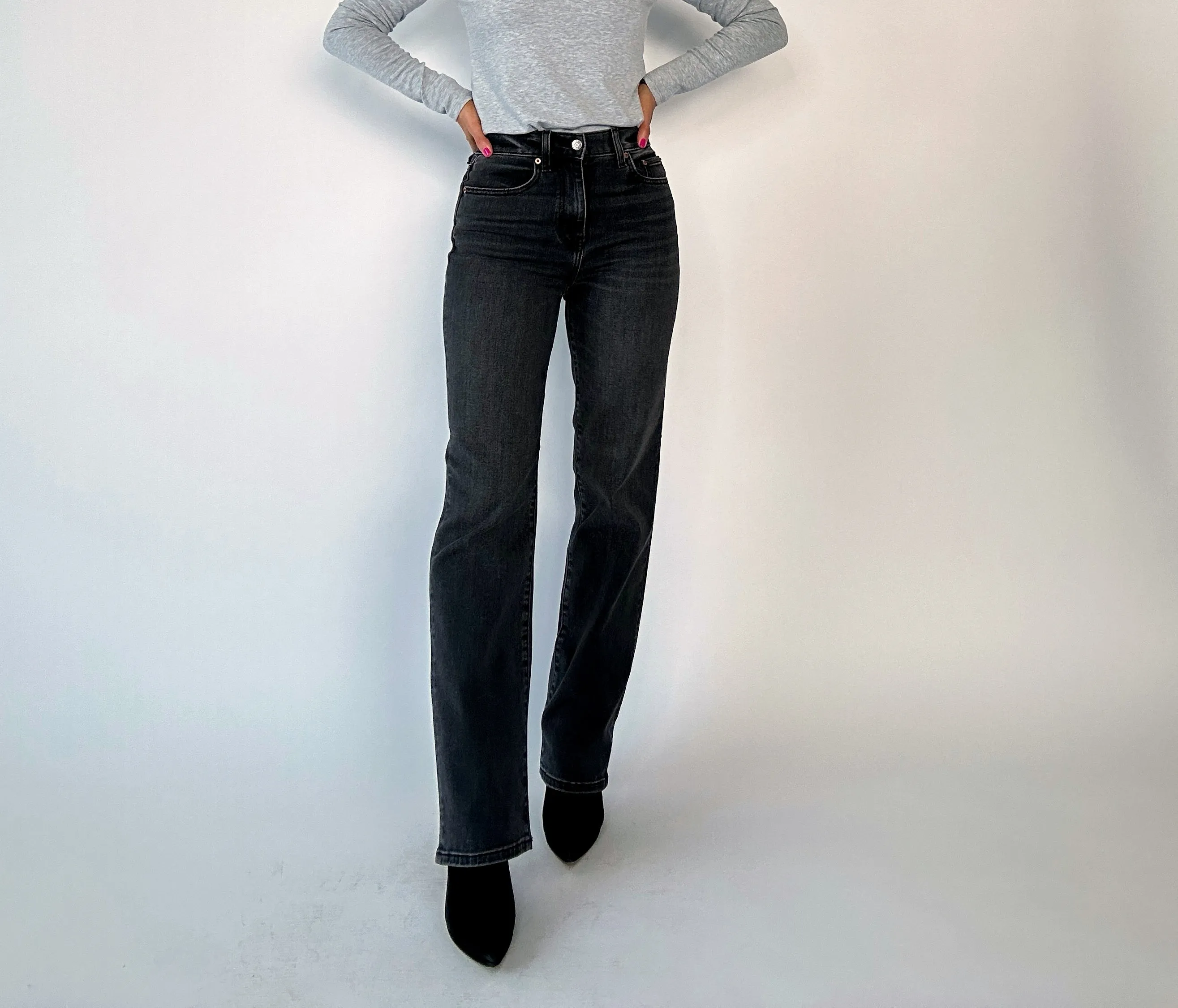 Sundaze High Rise Vintage Straight Jeans - Black