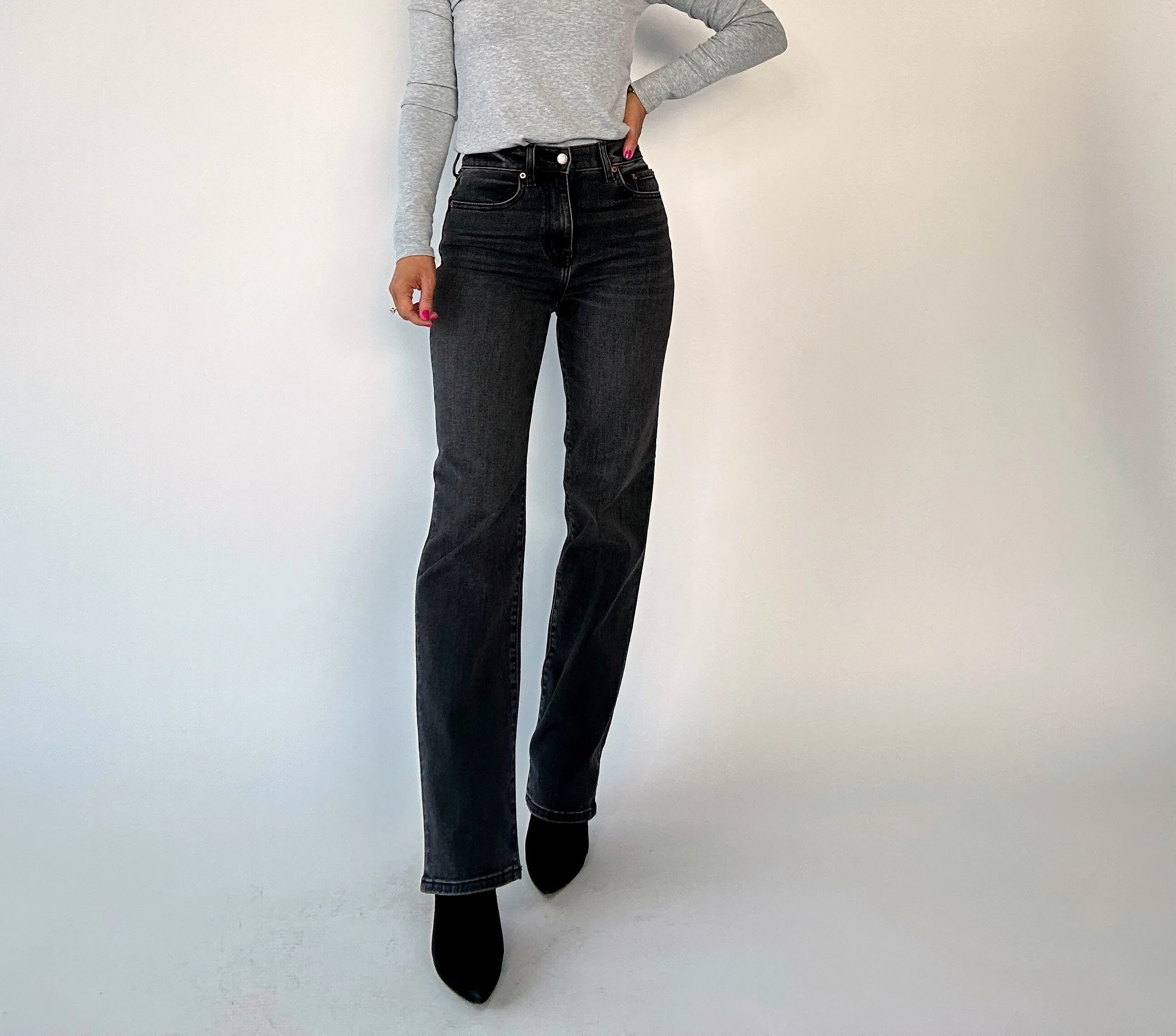 Sundaze High Rise Vintage Straight Jeans - Black
