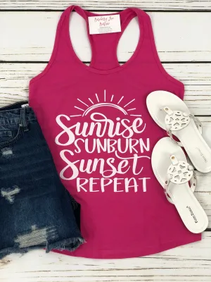 Sunrise Sunburn Sunset Repeat Racerback Tank