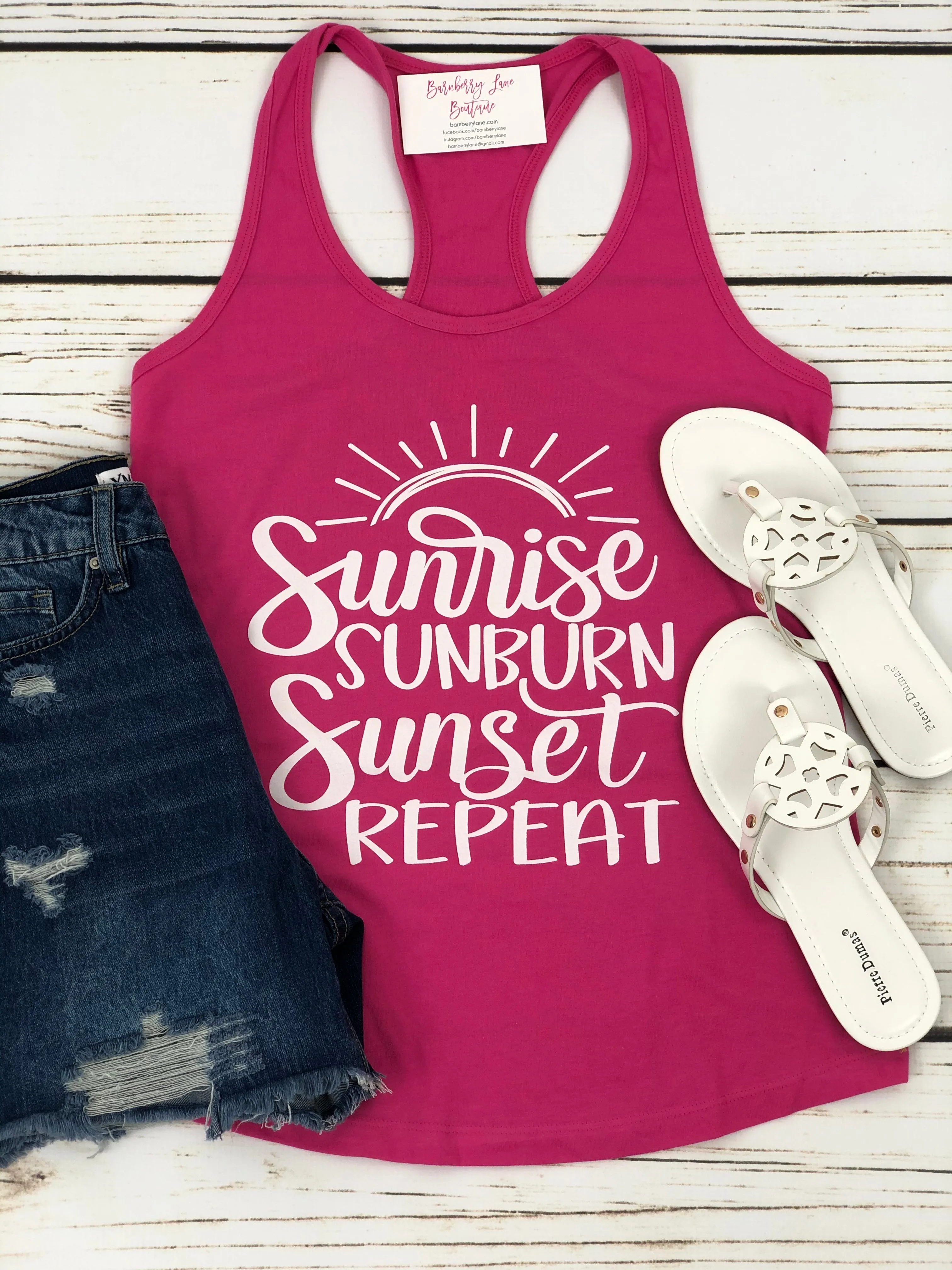Sunrise Sunburn Sunset Repeat Racerback Tank