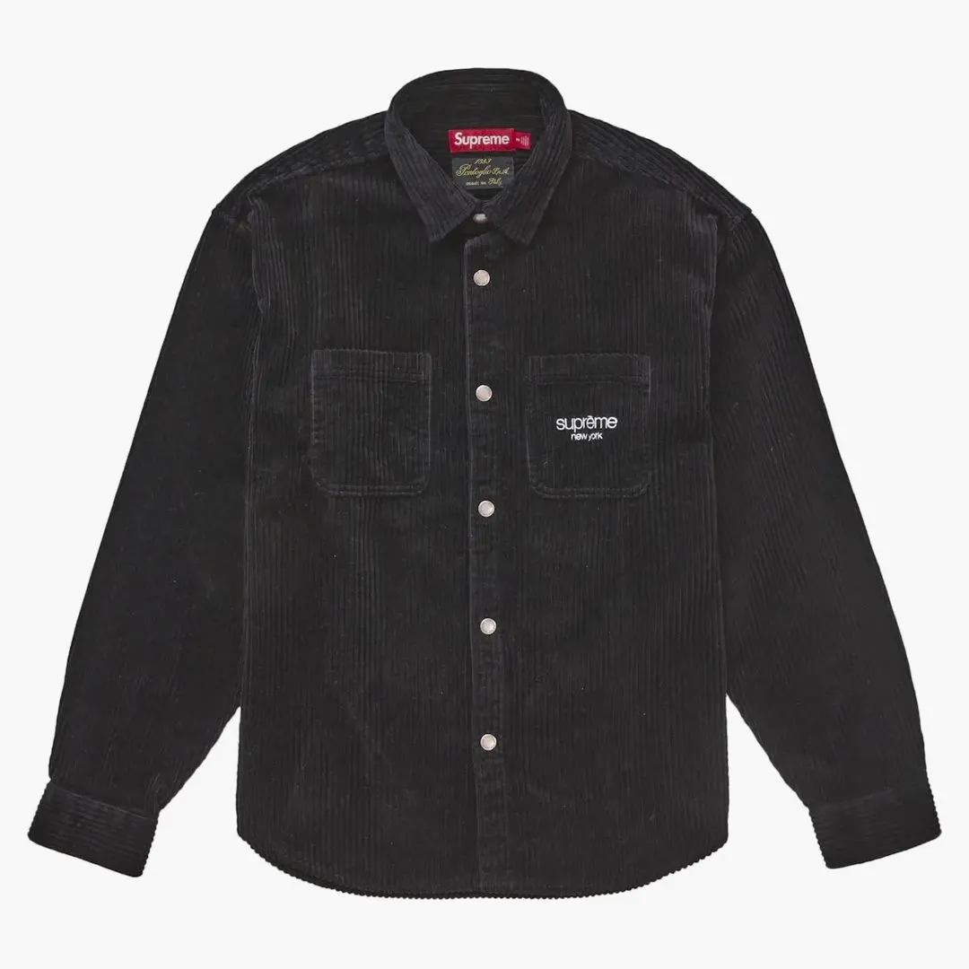 Supreme Wide Wale Corduroy Snap Shirt Black