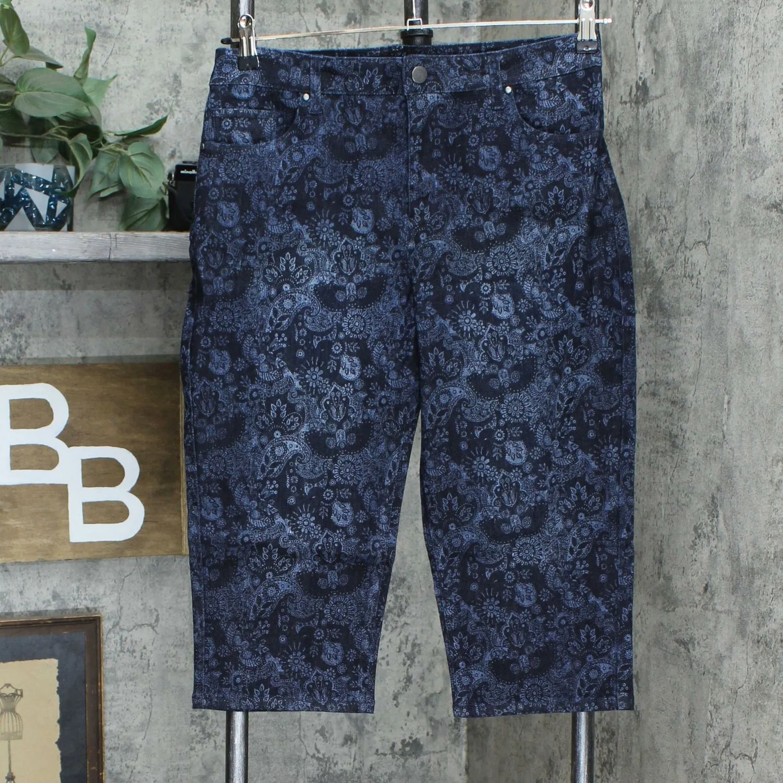 Susan Graver Printed High Stretch Denim Pedal Pusher Jeans