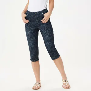 Susan Graver Printed High Stretch Denim Pedal Pusher Jeans