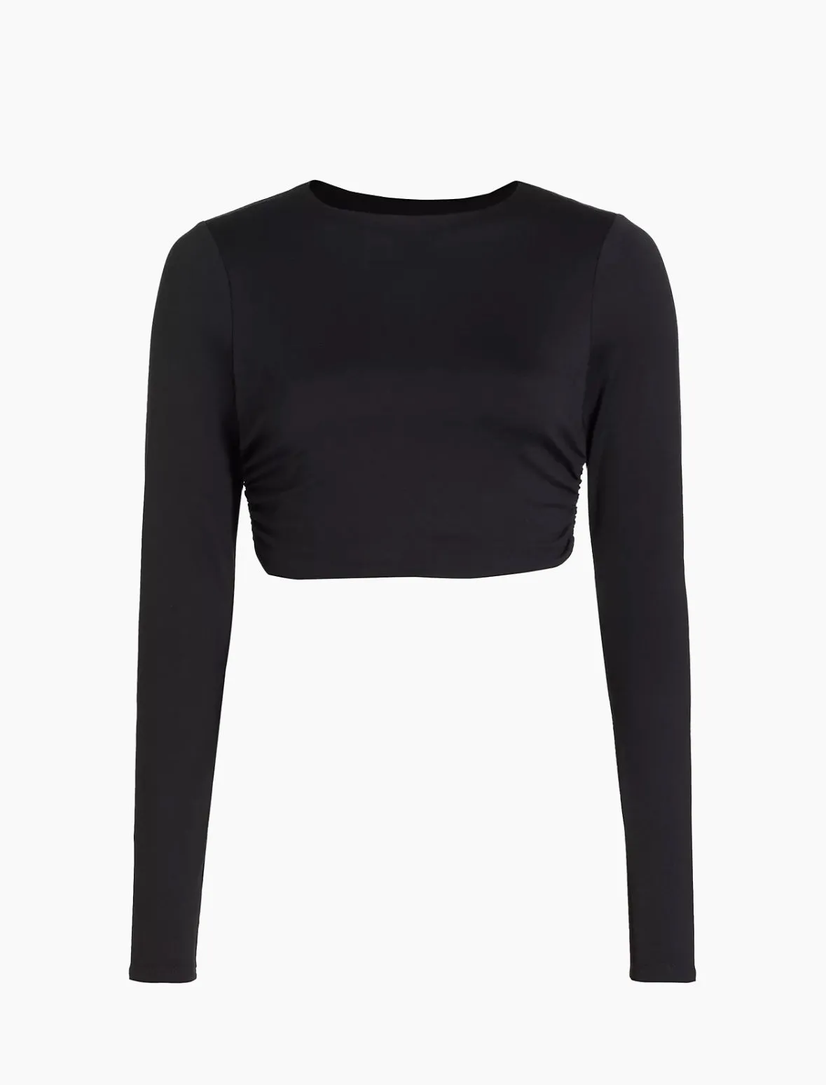 Susana Monaco Ruched Side Jersey Long Sleeve Crop Top