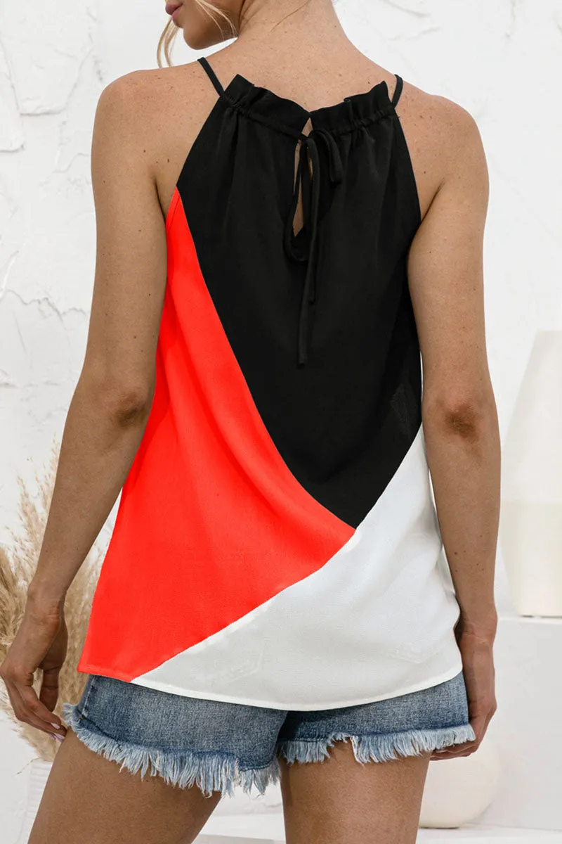Sweet Solid Patchwork Halter Tops(4 Colors)