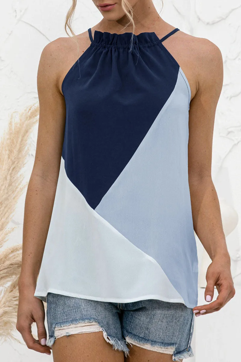 Sweet Solid Patchwork Halter Tops(4 Colors)