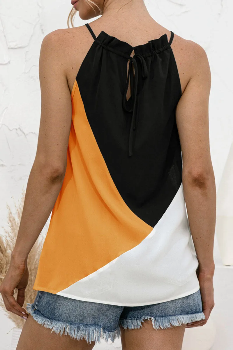 Sweet Solid Patchwork Halter Tops(4 Colors)
