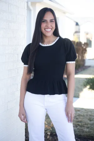 Sweetheart Knit Peplum Top