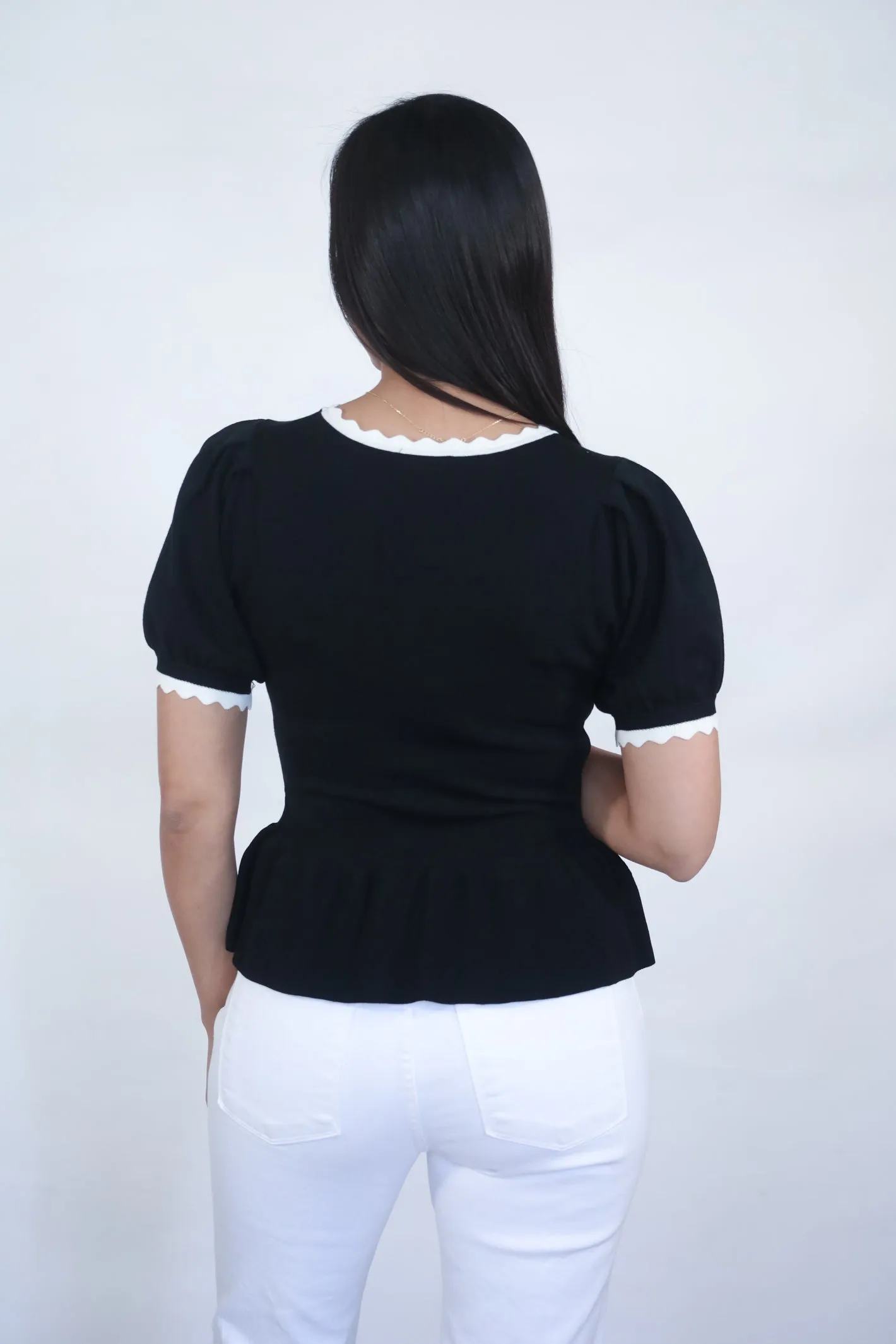 Sweetheart Knit Peplum Top