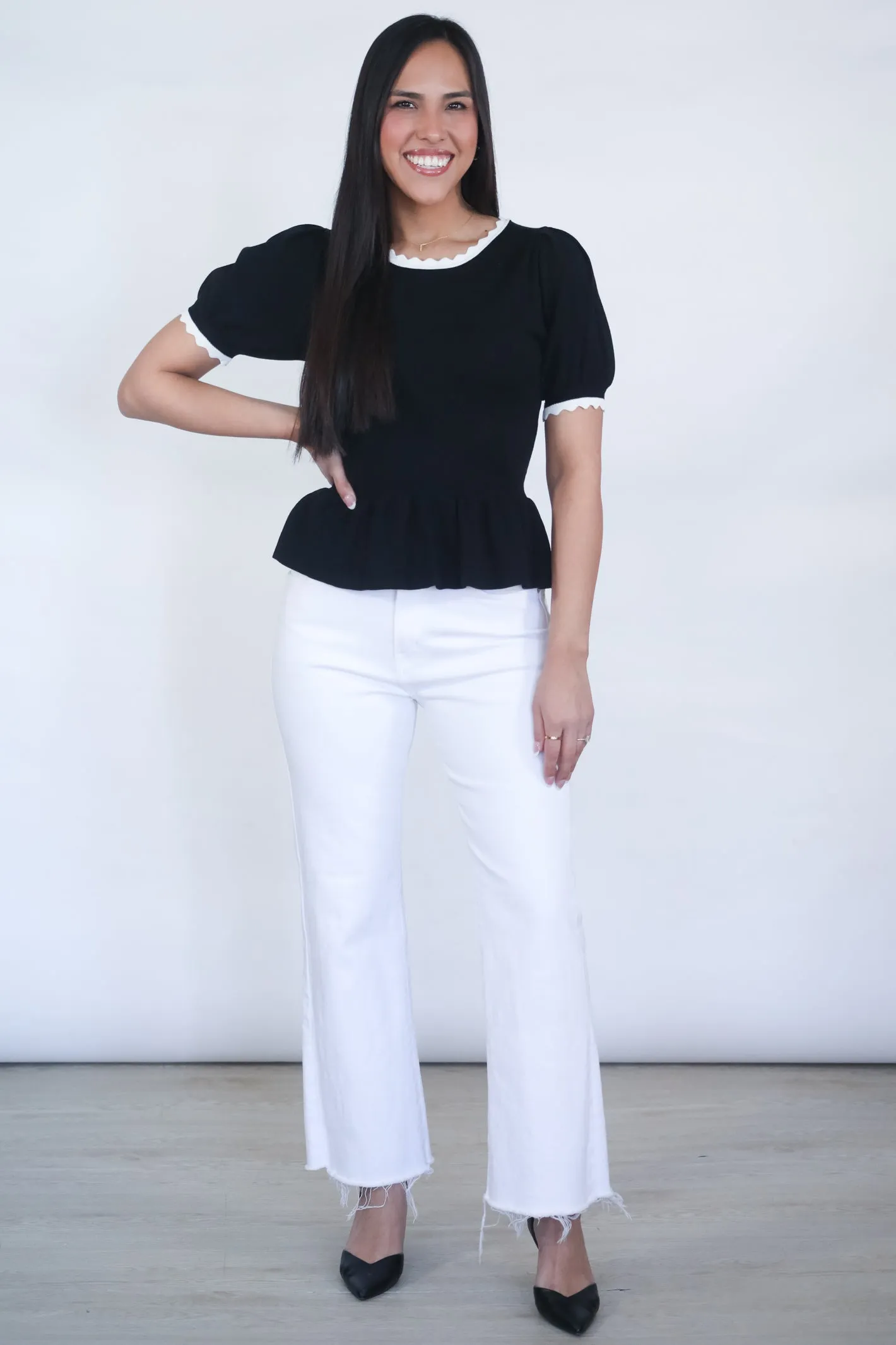 Sweetheart Knit Peplum Top