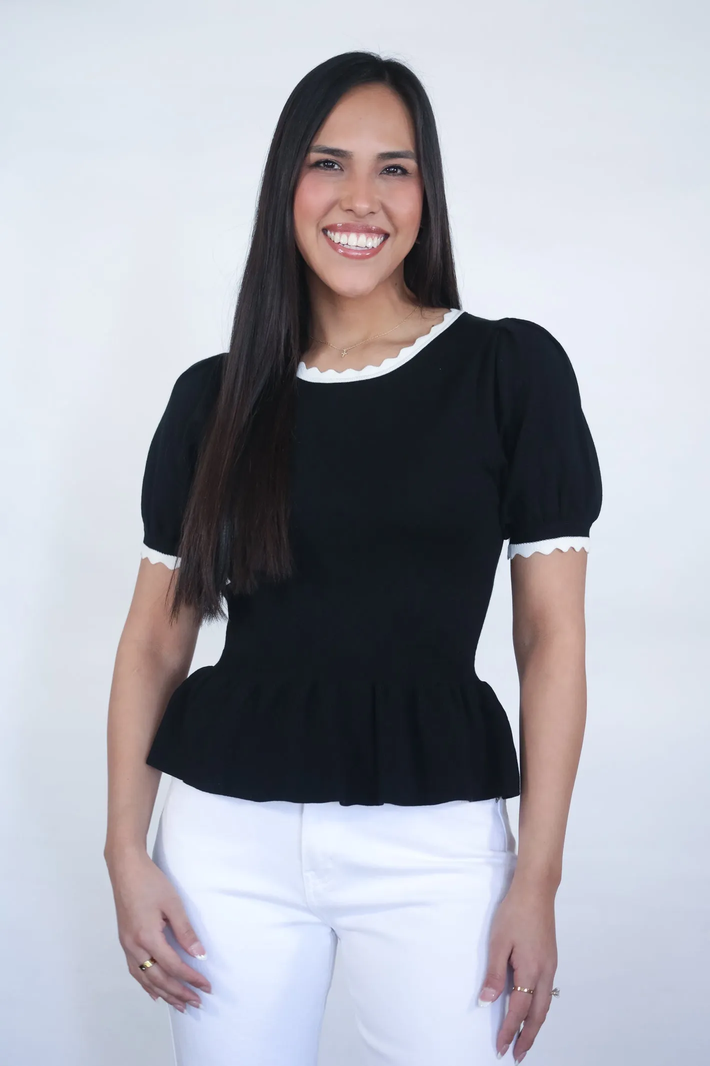 Sweetheart Knit Peplum Top