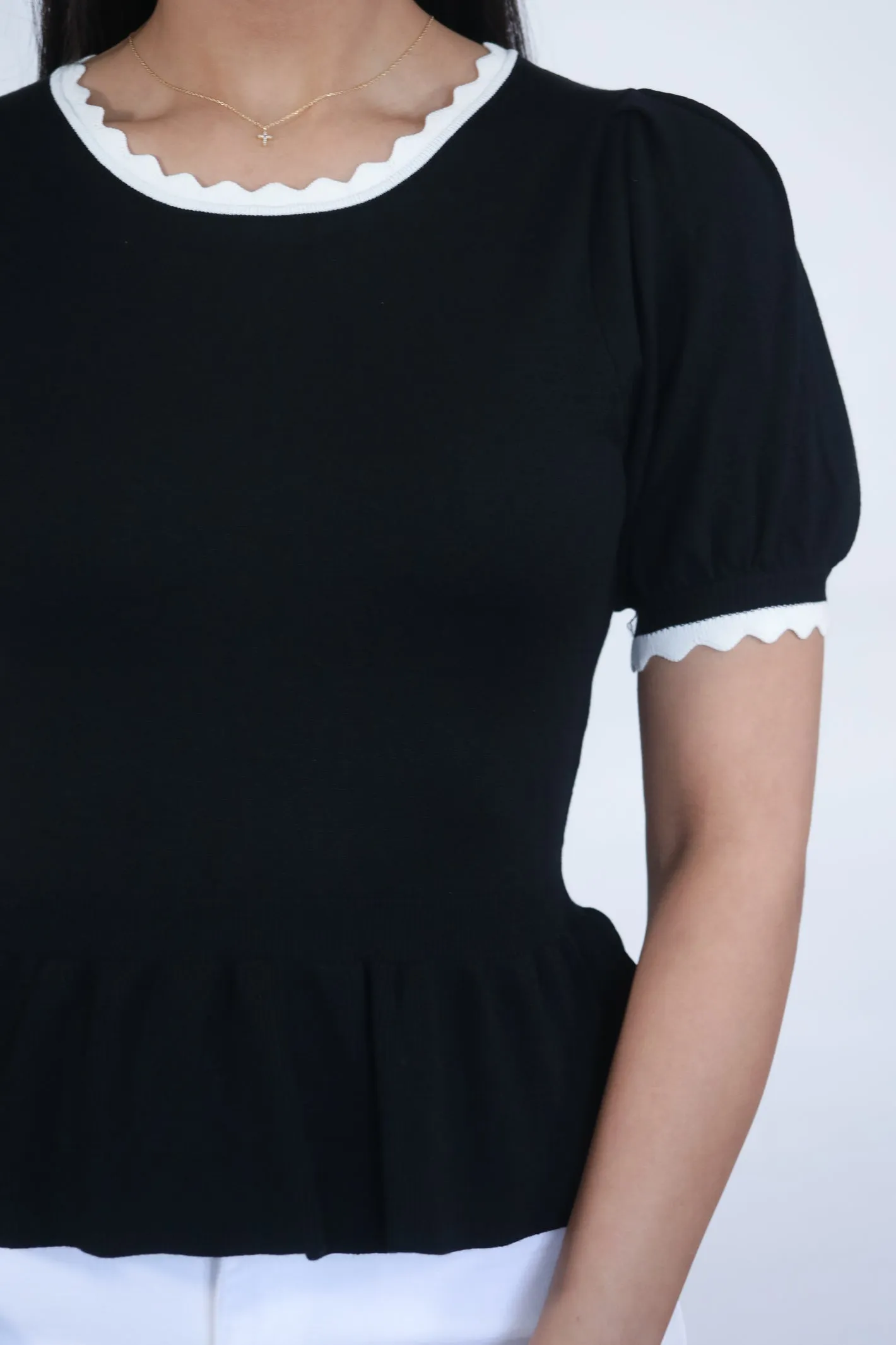 Sweetheart Knit Peplum Top