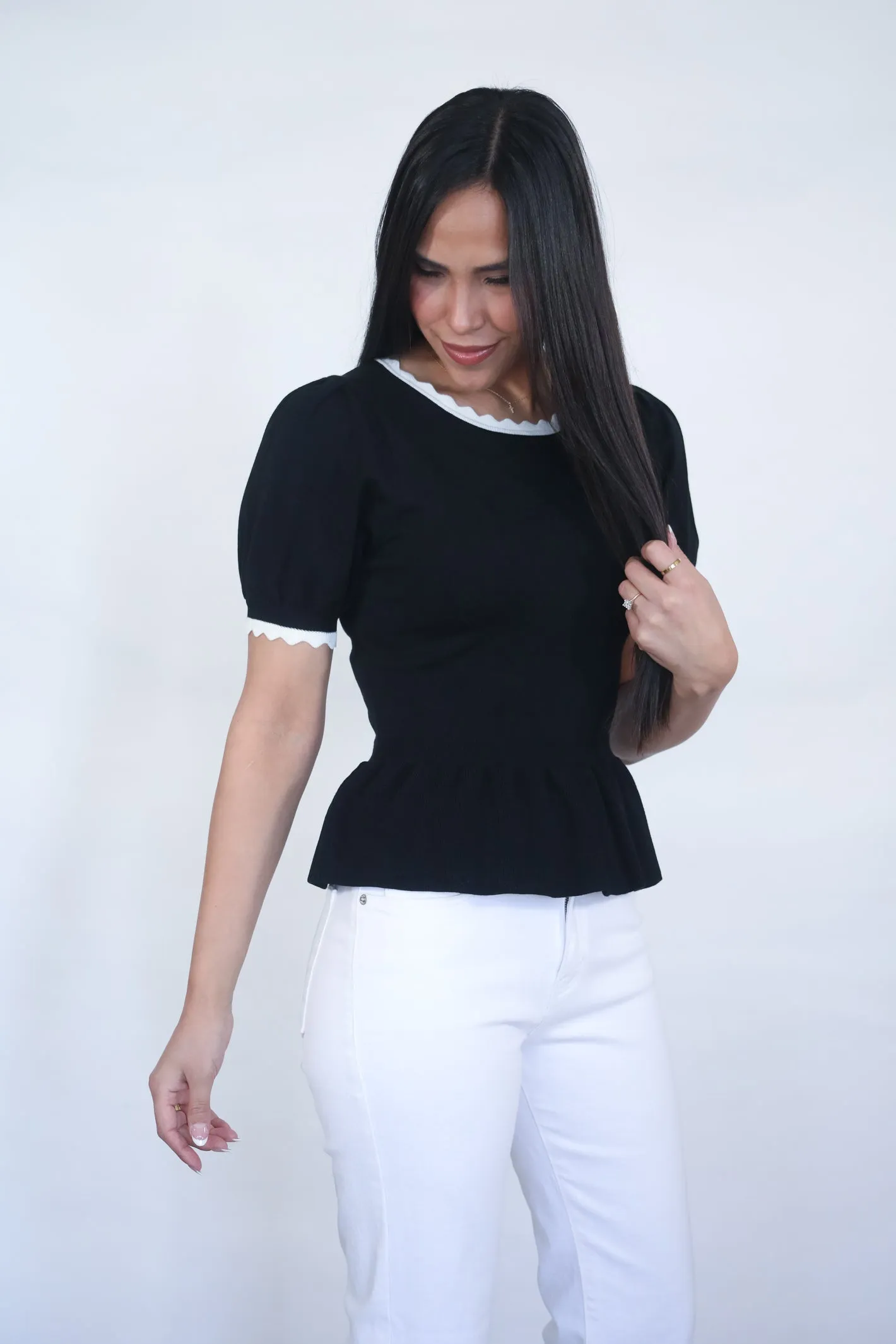 Sweetheart Knit Peplum Top