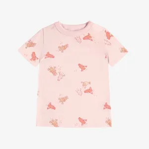 T-shirt manches courtes coupe ajustée rose pâle au motif écrevisses, enfant || Light pink short sleeves slim fit t-shirt with a crayfish print, child