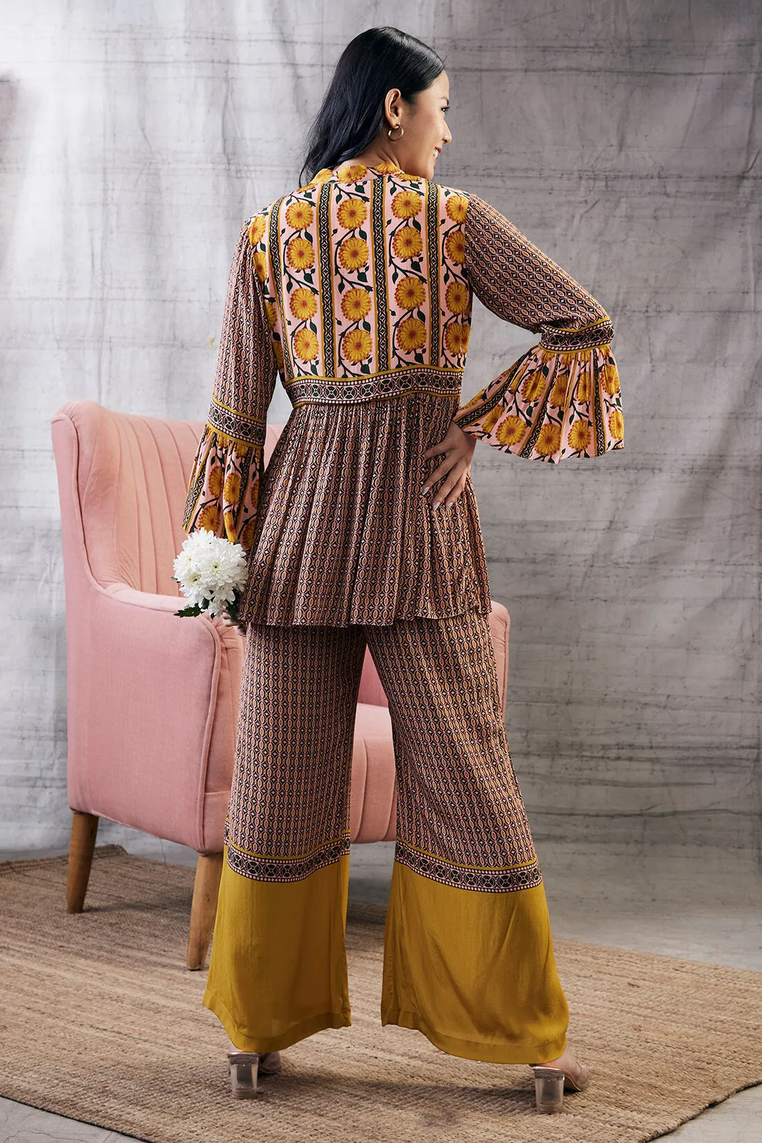 Taahira multicolor printed peplum and pant