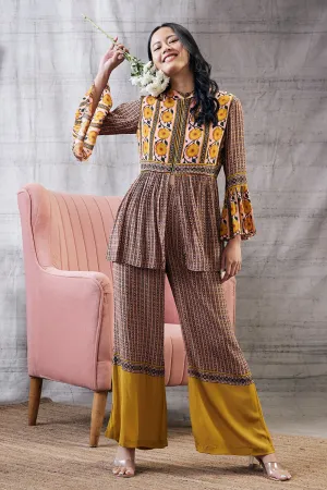 Taahira multicolor printed peplum and pant