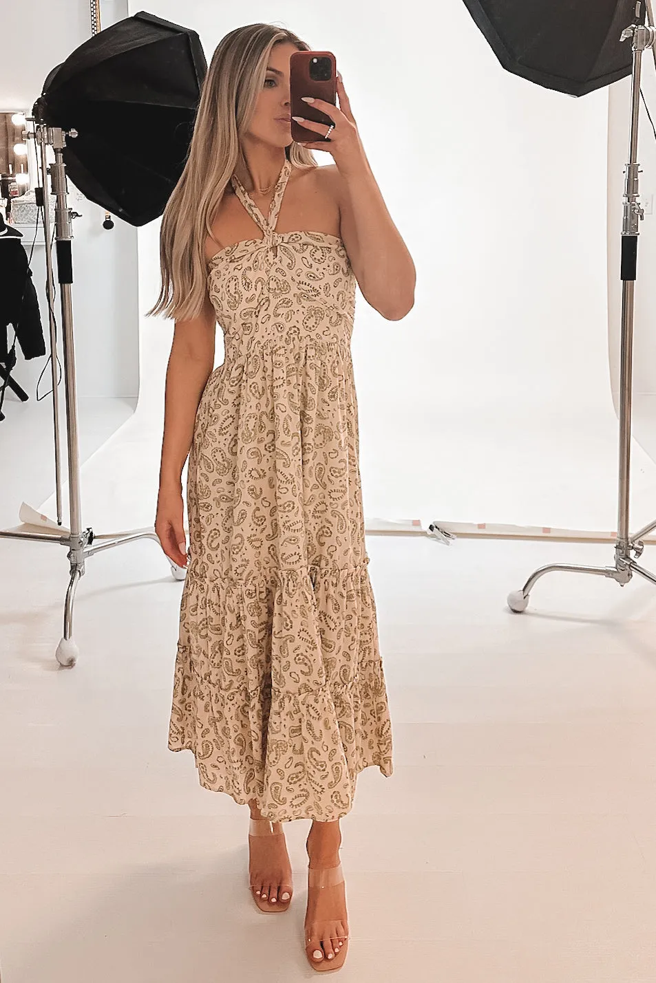 Take Me To A Resort Printed Midi