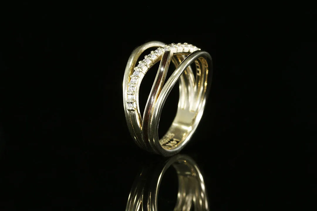 TEAK WOOD INLAY INFINITY RING WITH DIAMONDS