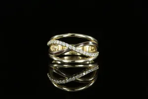 TEAK WOOD INLAY INFINITY RING WITH DIAMONDS