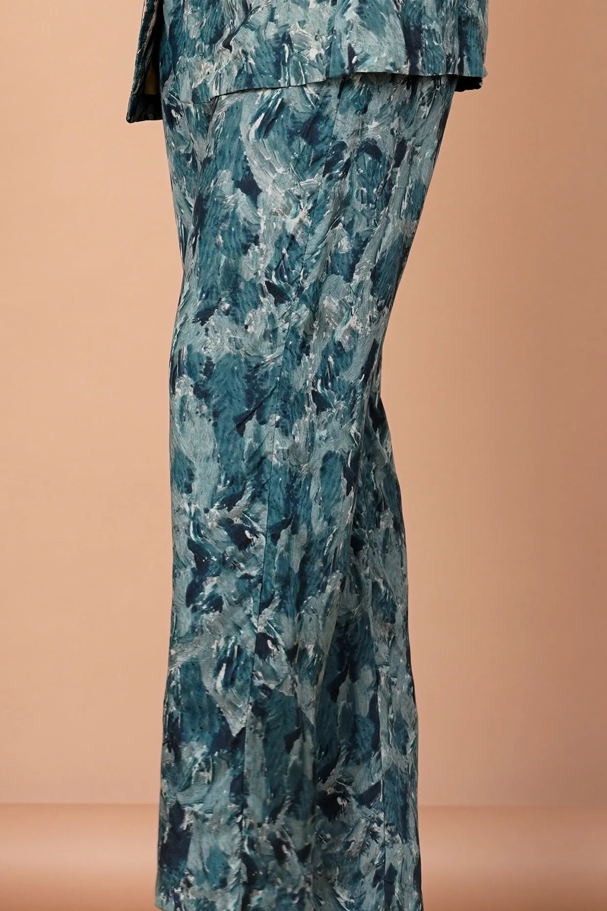 Teal Blue Printed Pant Set