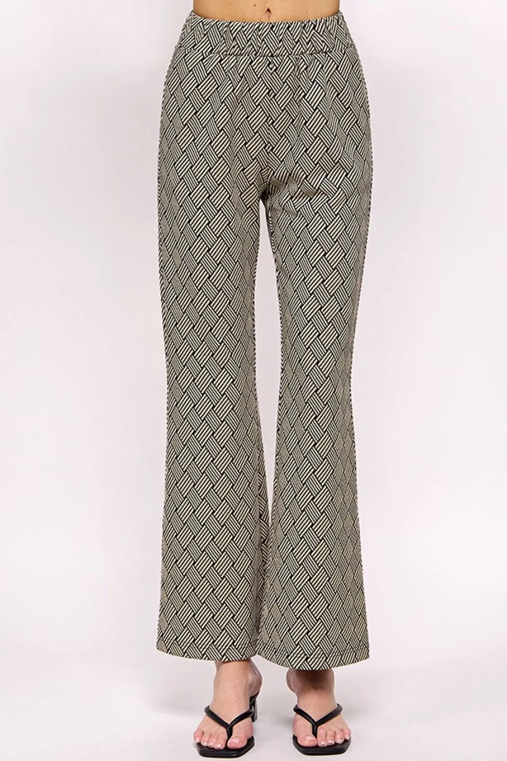 Textured Long Pants-Brown