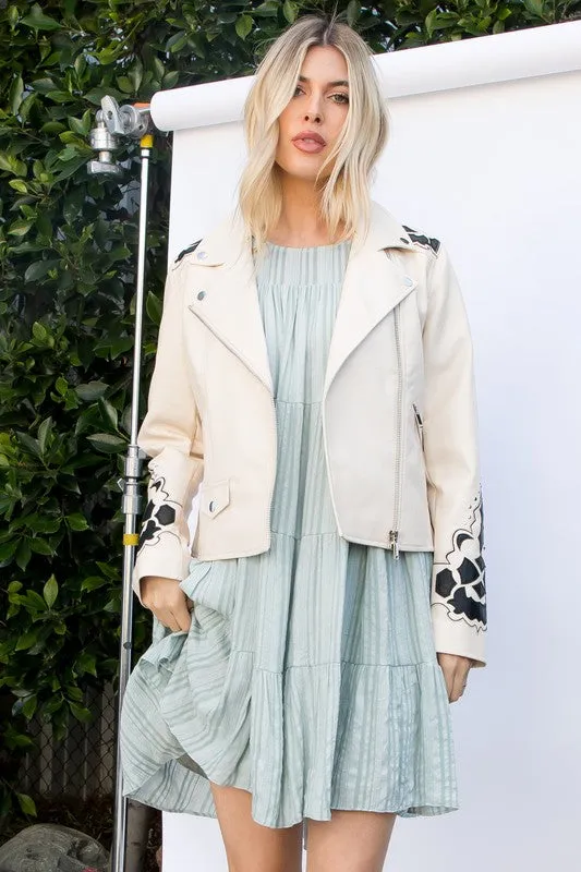 Textured Vegan Leather Moto Jacket