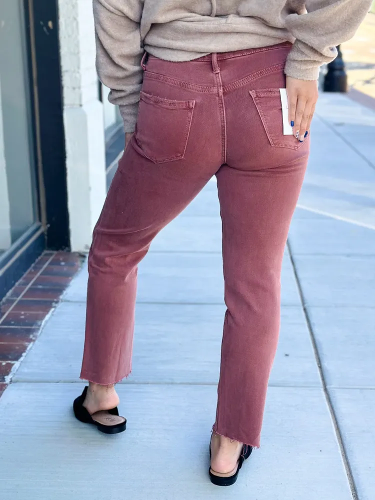 The Avery Tummy Control Straight Leg Jean - Wine