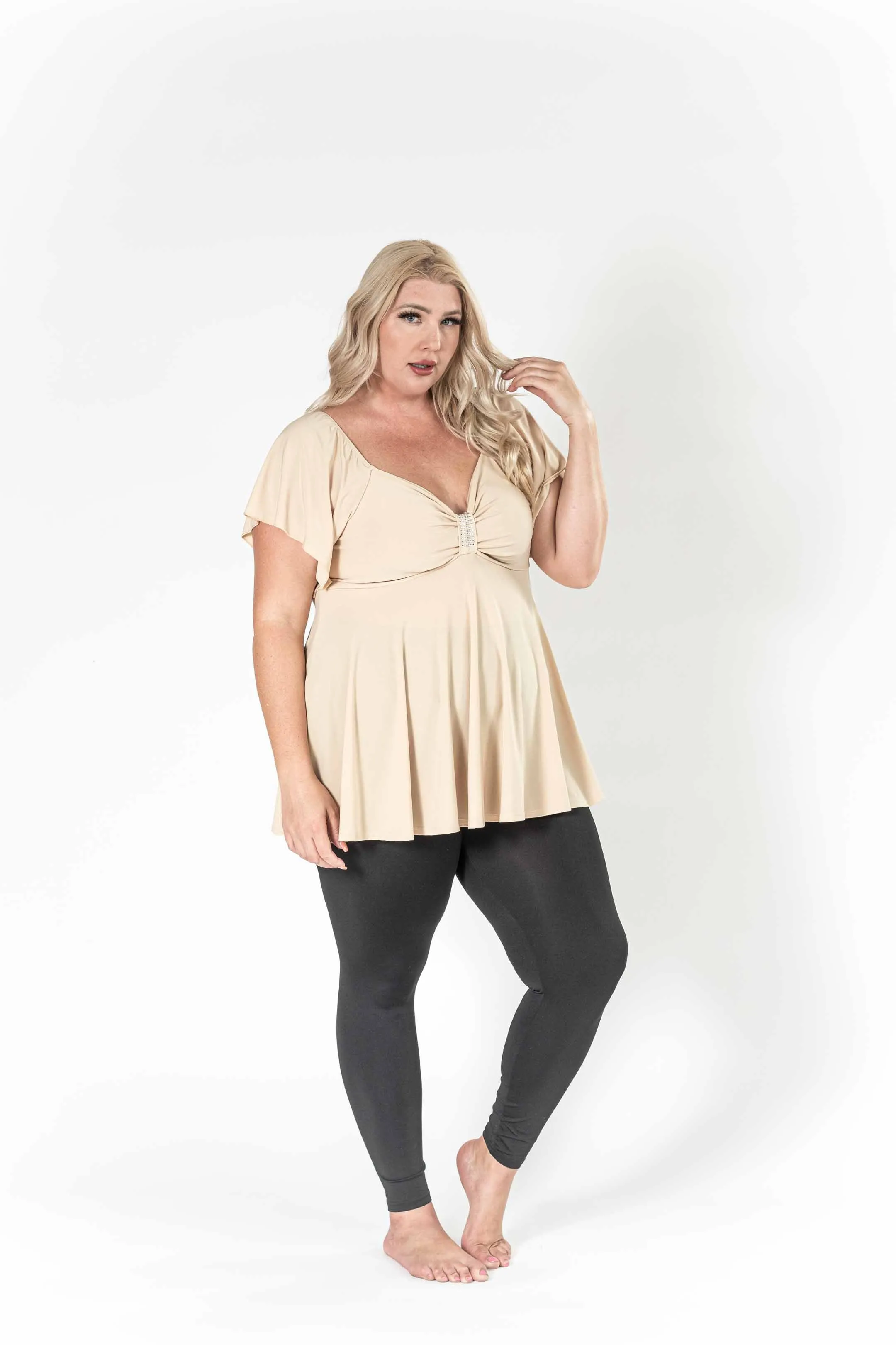 The Caramel Rhinestones Slimming Shirt