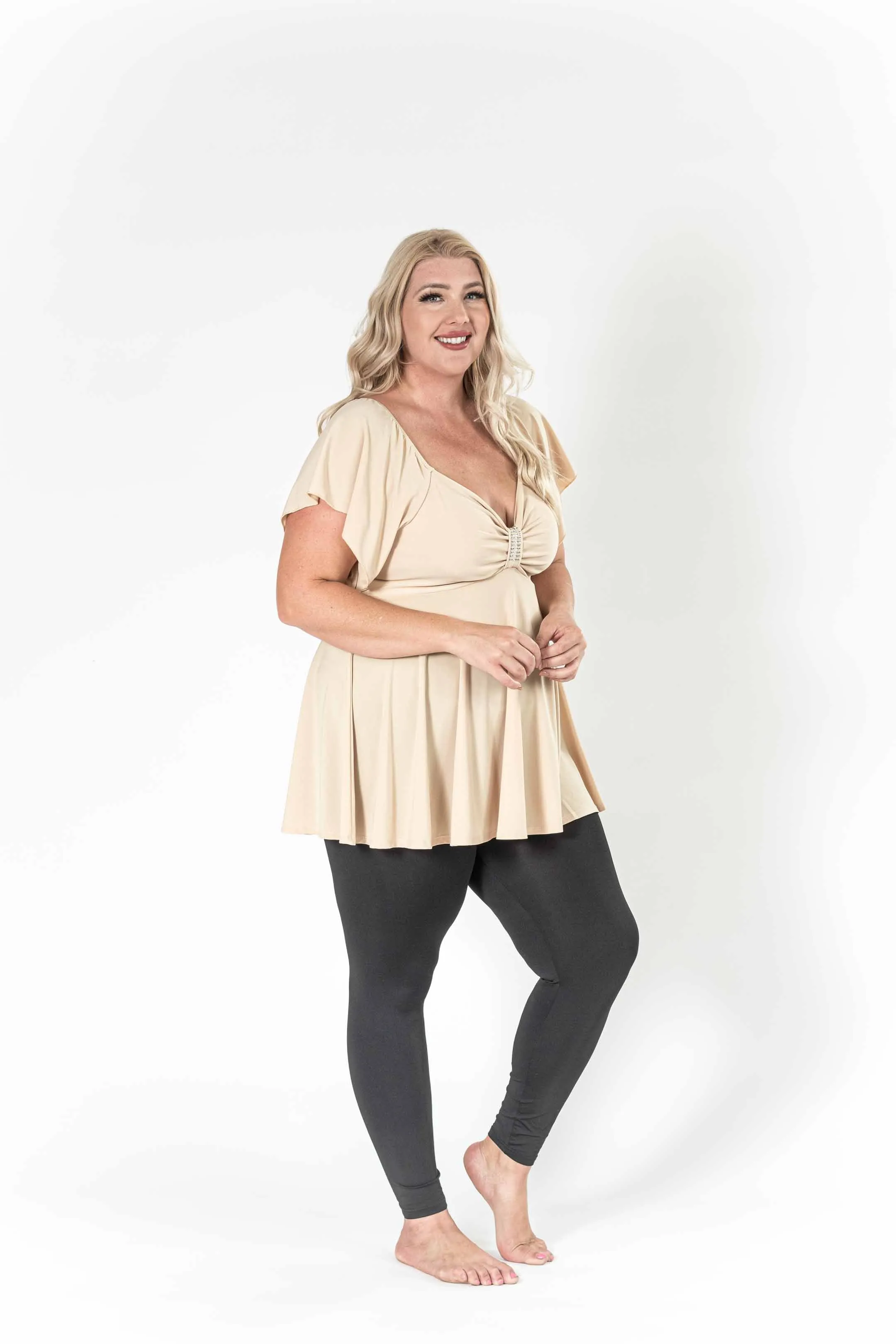 The Caramel Rhinestones Slimming Shirt