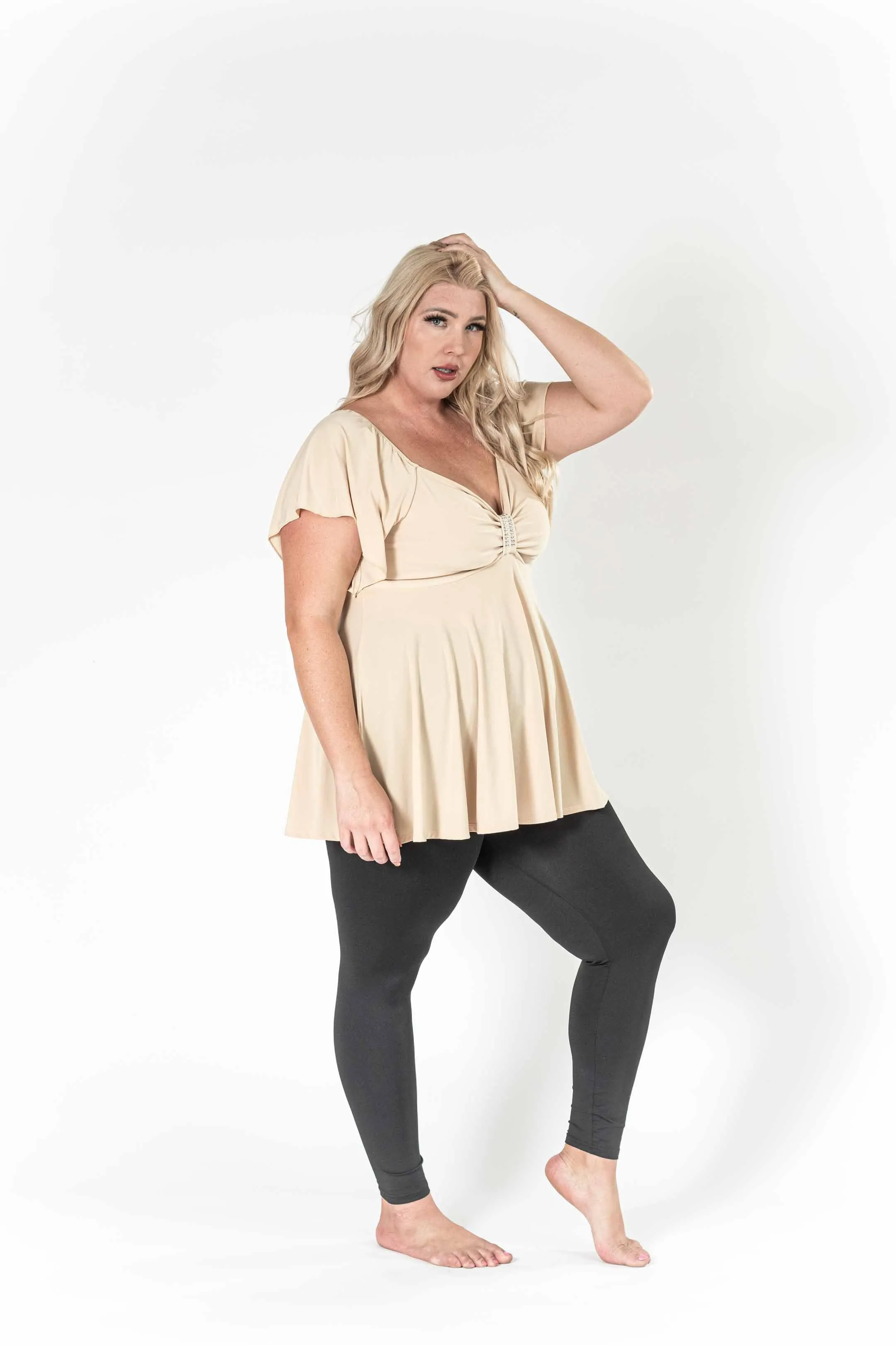 The Caramel Rhinestones Slimming Shirt
