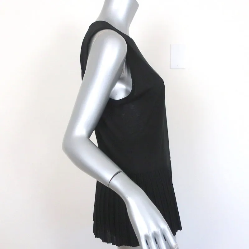 Theory Elvnee Pleated Peplum Top Black Jersey Size Medium Sleeveless Tank